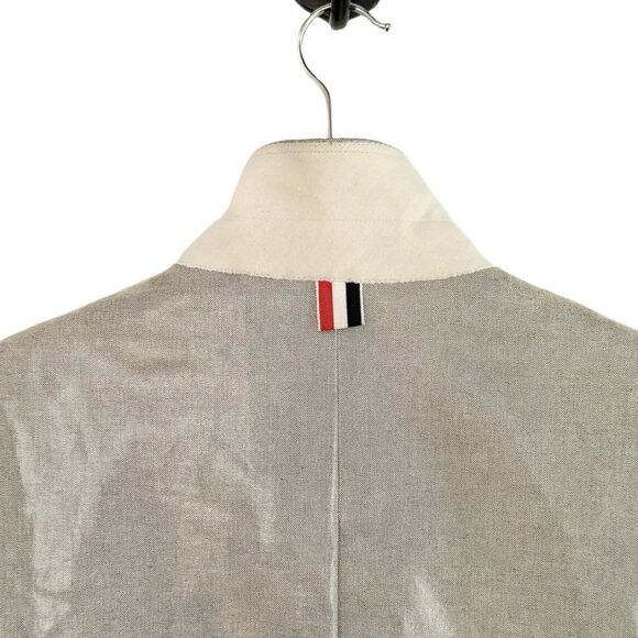 Thom Browne Blue Chambray Coated Cotton Coat - Picture 7 of 14